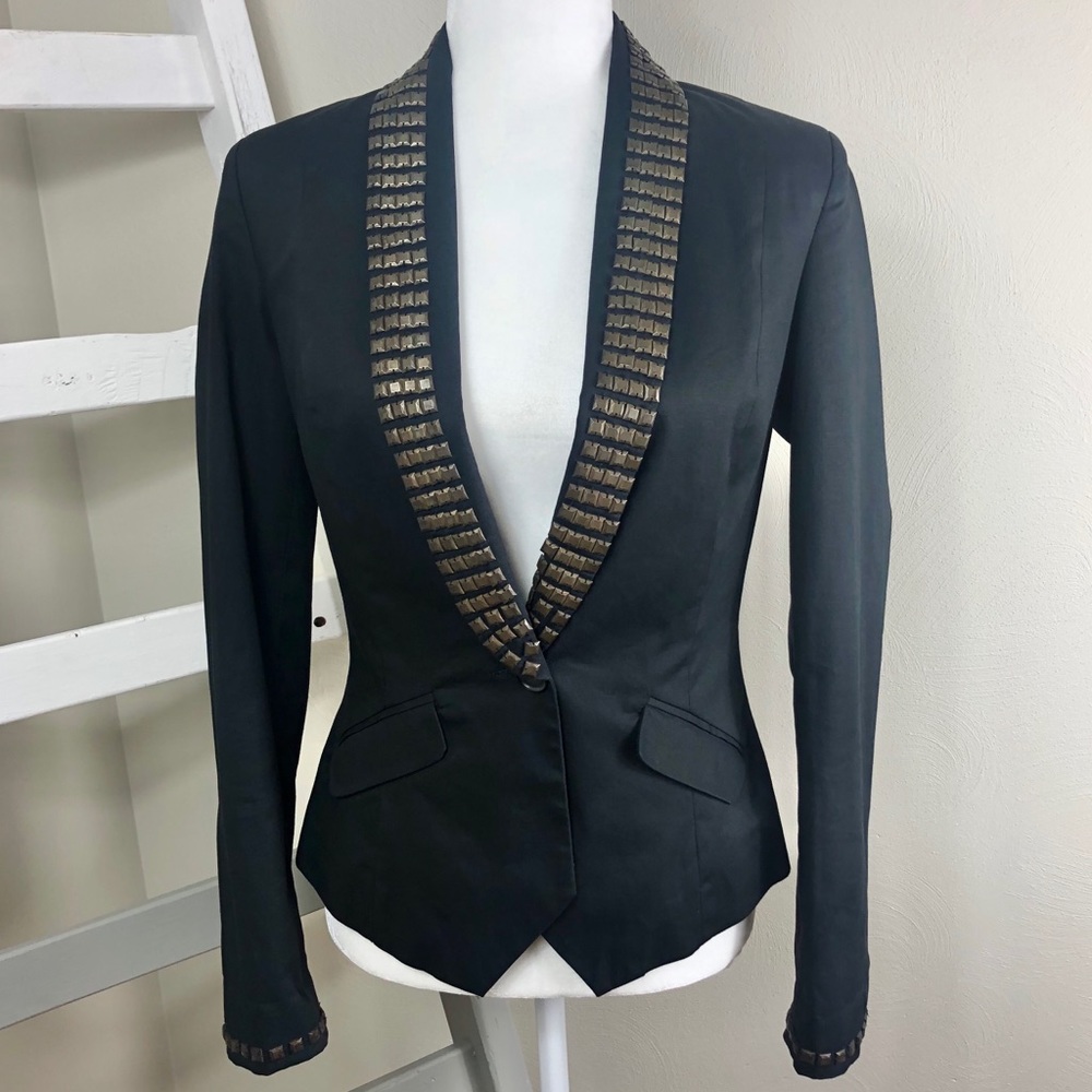 SISLEY Studded Slim Fit Blazer Suit Jacket Size 4